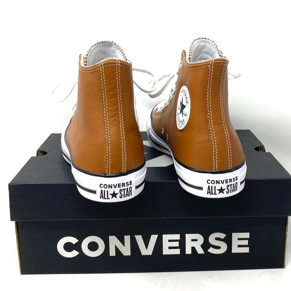 Converse Chuck Taylor High Leather Sneakers Warm Tan Casual Women's Size A07875C - Picture 6 of 10